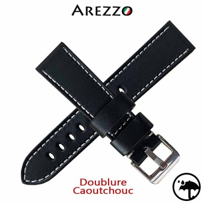 Explorer 26mm watch bracelet Arezzo black calf Leather