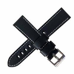 bracelet montre etanche veau noir doublure caoutchouc arezzo 22mm