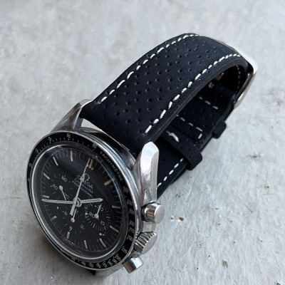 MONACO black watch bracelet 20mm Microperforated AREZZO