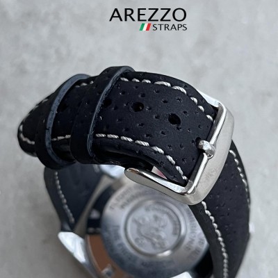 MONACO black watch bracelet 20mm Microperforated AREZZO