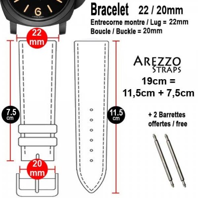 Bracelet MONACO noir-rouge 22mm Microperforé AREZZO