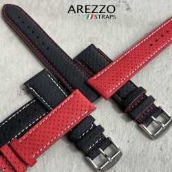 bracelet de montre cuir de veau mat 20mm microperforé MONACO Arezzo straps