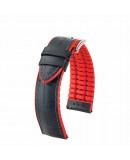 Bracelet Hirsch Andy Caoutchouc Rouge 20mm Cuir Noir