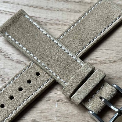 Watchstrap AREZZO NUBUCK SLIM beige 20mm