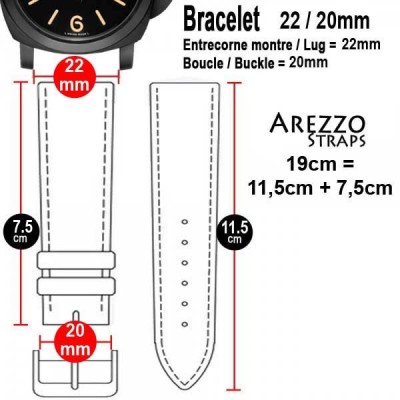 Explorer 22mm Dark Green watch bracelet Arezzo calf Leather