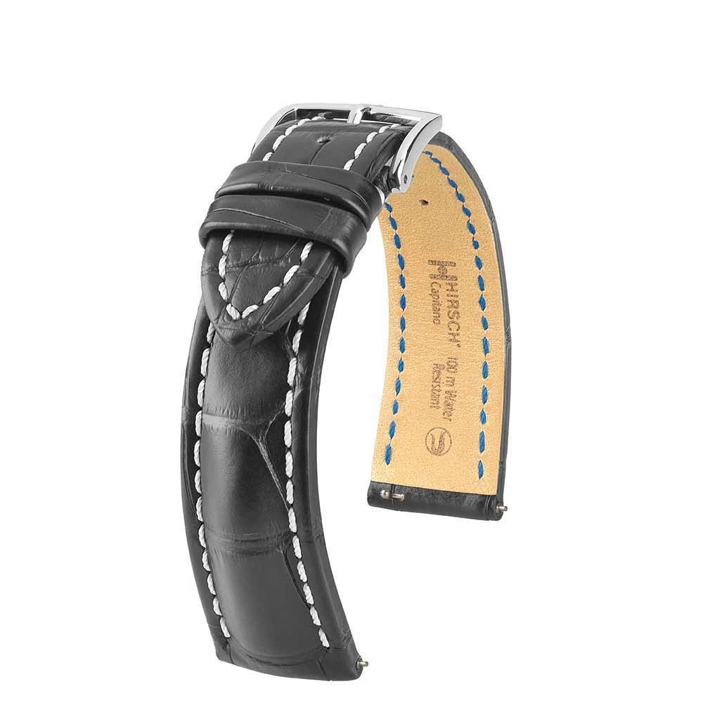 Watchstrap Hirsch Capitano Alligator Black 22mm