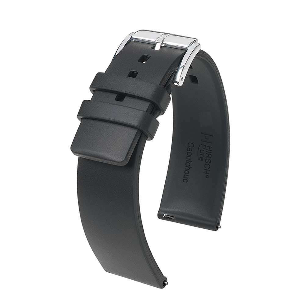 Watchstrap XL Hirsch PURE Black 20mm Rubber
