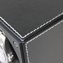 Watchwinder Swiss Kubik Single black Leather white stiches