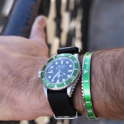 Bracelet Speedometer Official Vert et Inox Poli