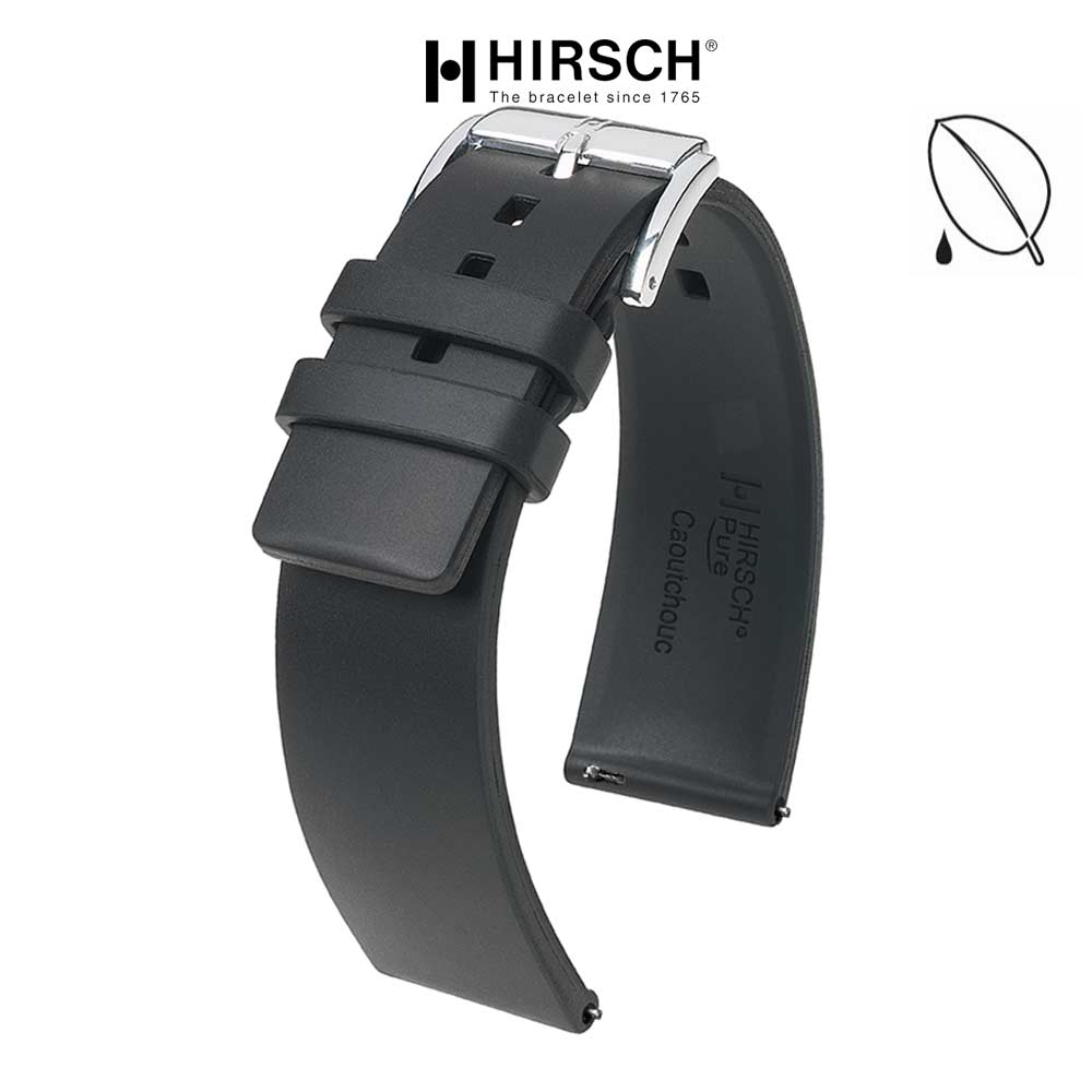 bracelet hirsch pure noir caoutchouc