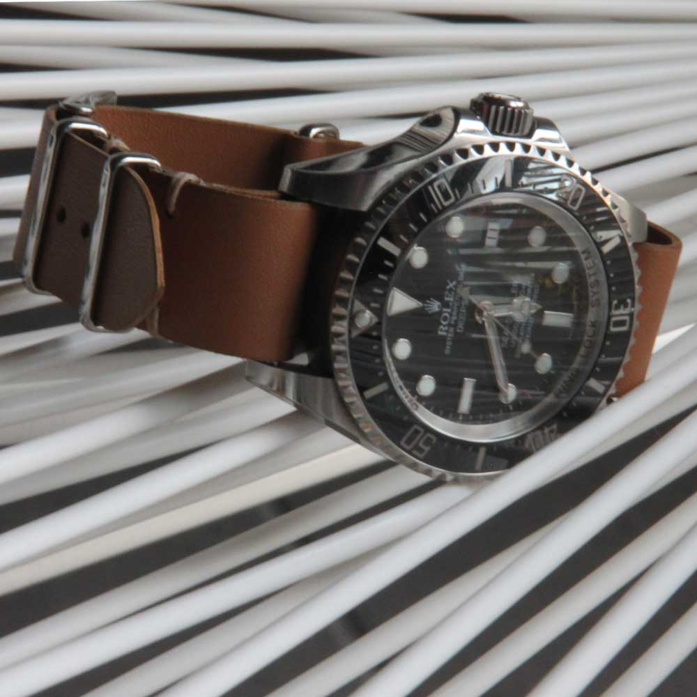 bracelet nato cuir 20mm marron
