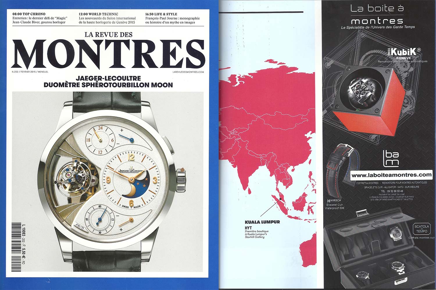 Campagne laboiteamontres cosignee Swiss Kubik Scatola del Tempo et Hirsch La Revue des Montres n 202 fevrier 2015